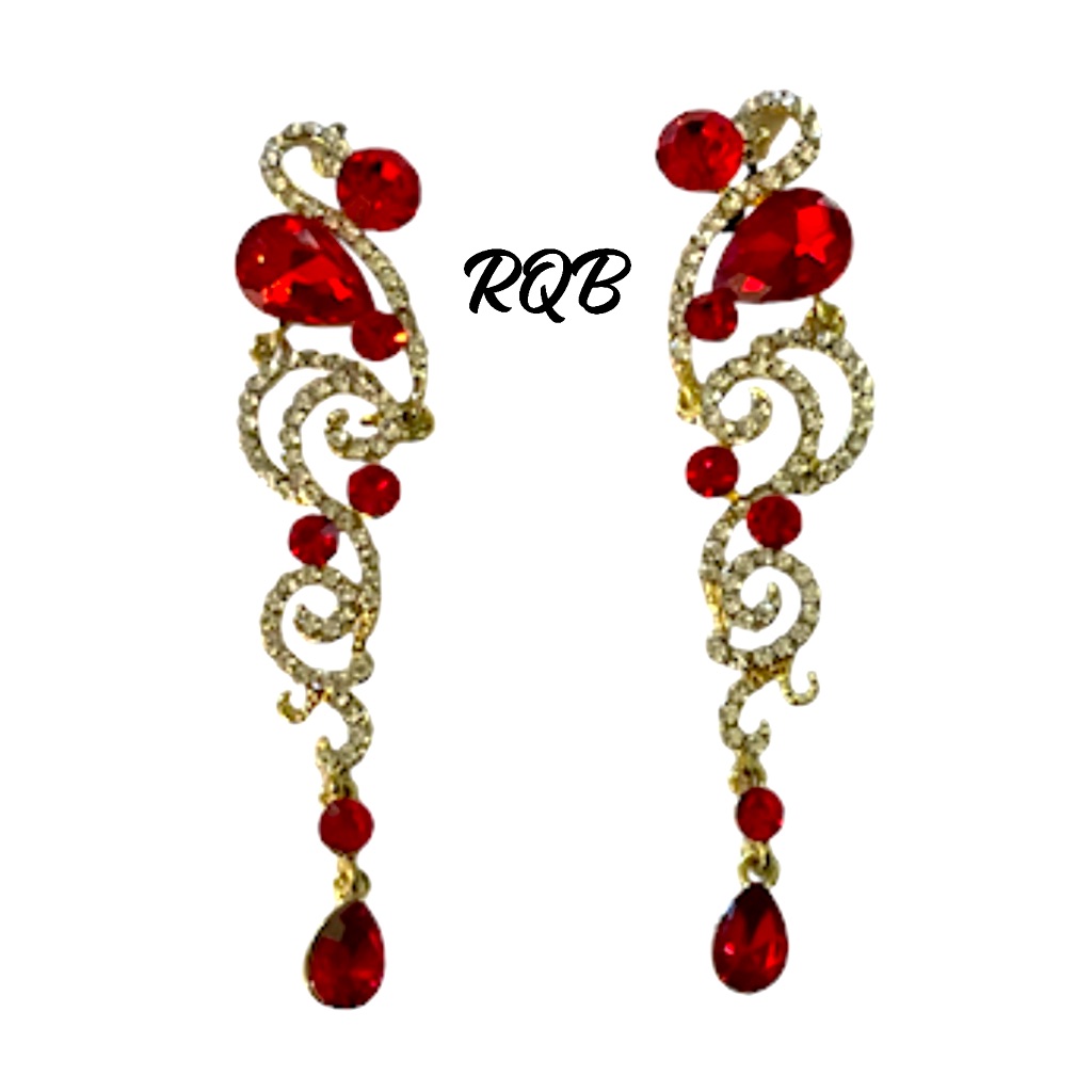 Red Scroll Design Earrings